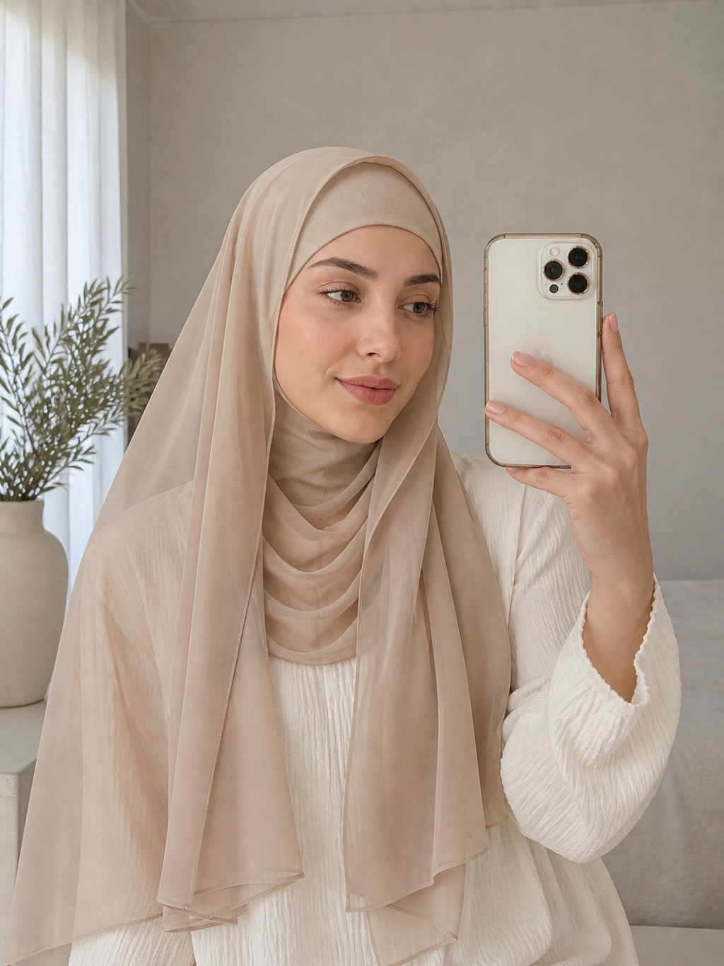 Hijab chiffon con gorrito
