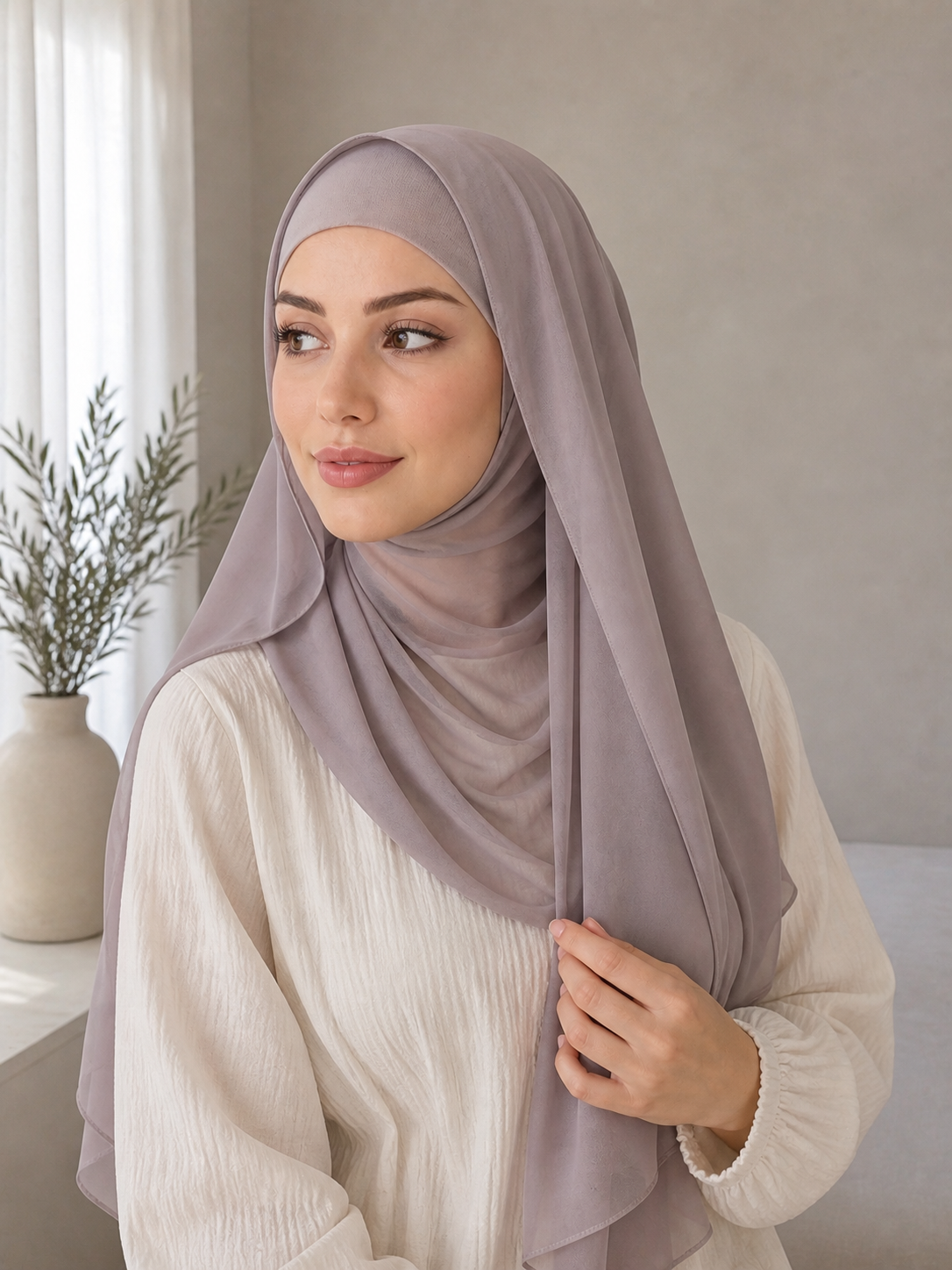 Hijab chiffon con gorrito