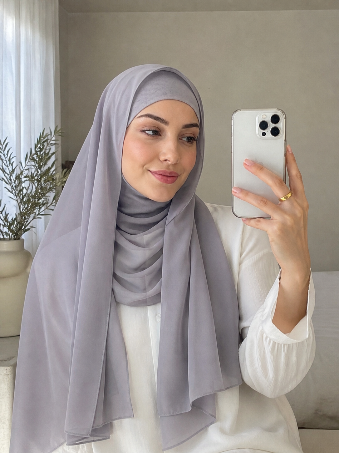 Hijab chiffon con gorrito
