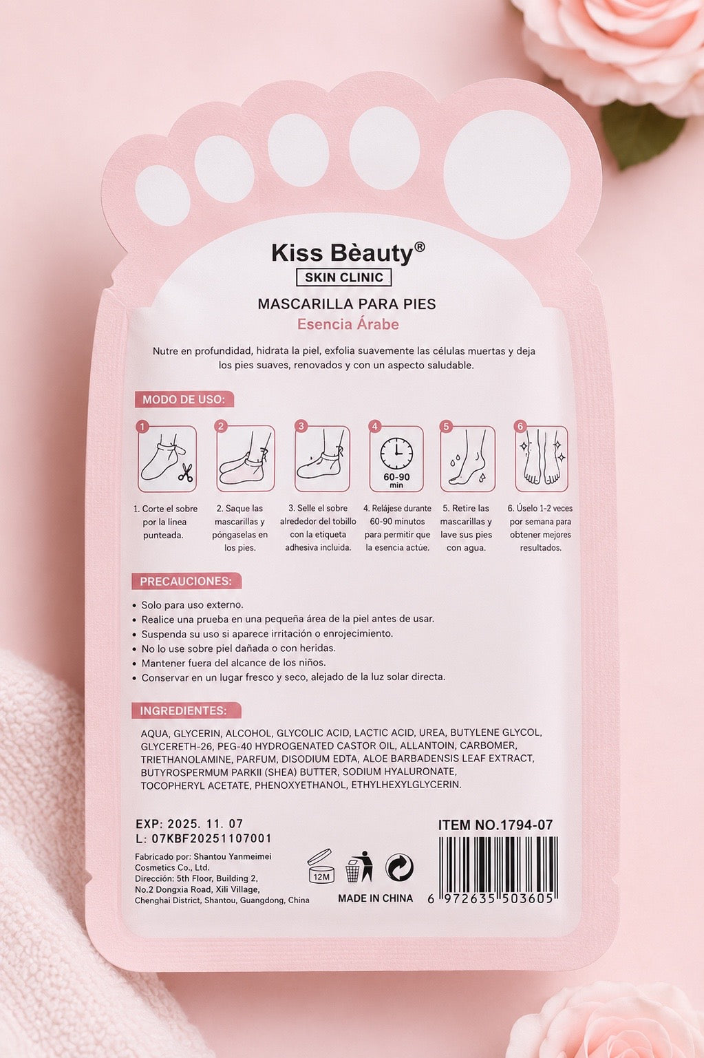 Mascarilla exfoliante para pies