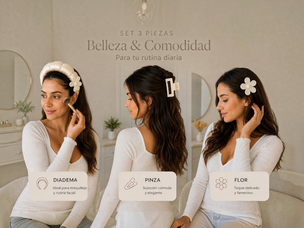 Set de Diadema Acolchada y Pinzas para el Cabello