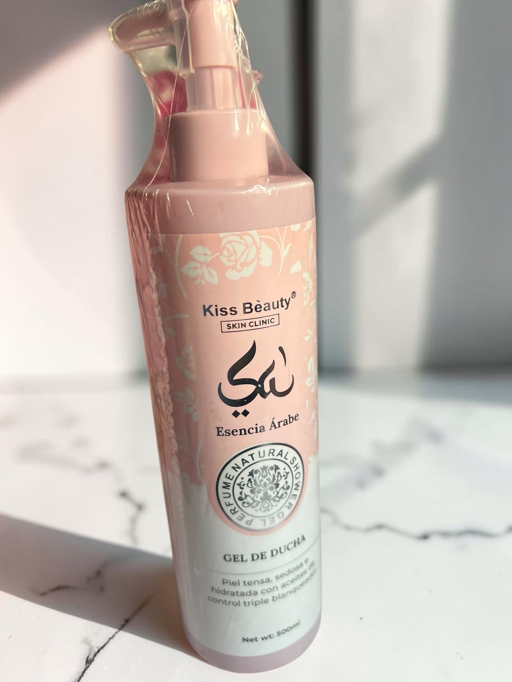 Gel de ducha Selsebil Kiss Beauty Esencia Árabe de 500ml con dosificador, fórmula hidratante y blanqueadora