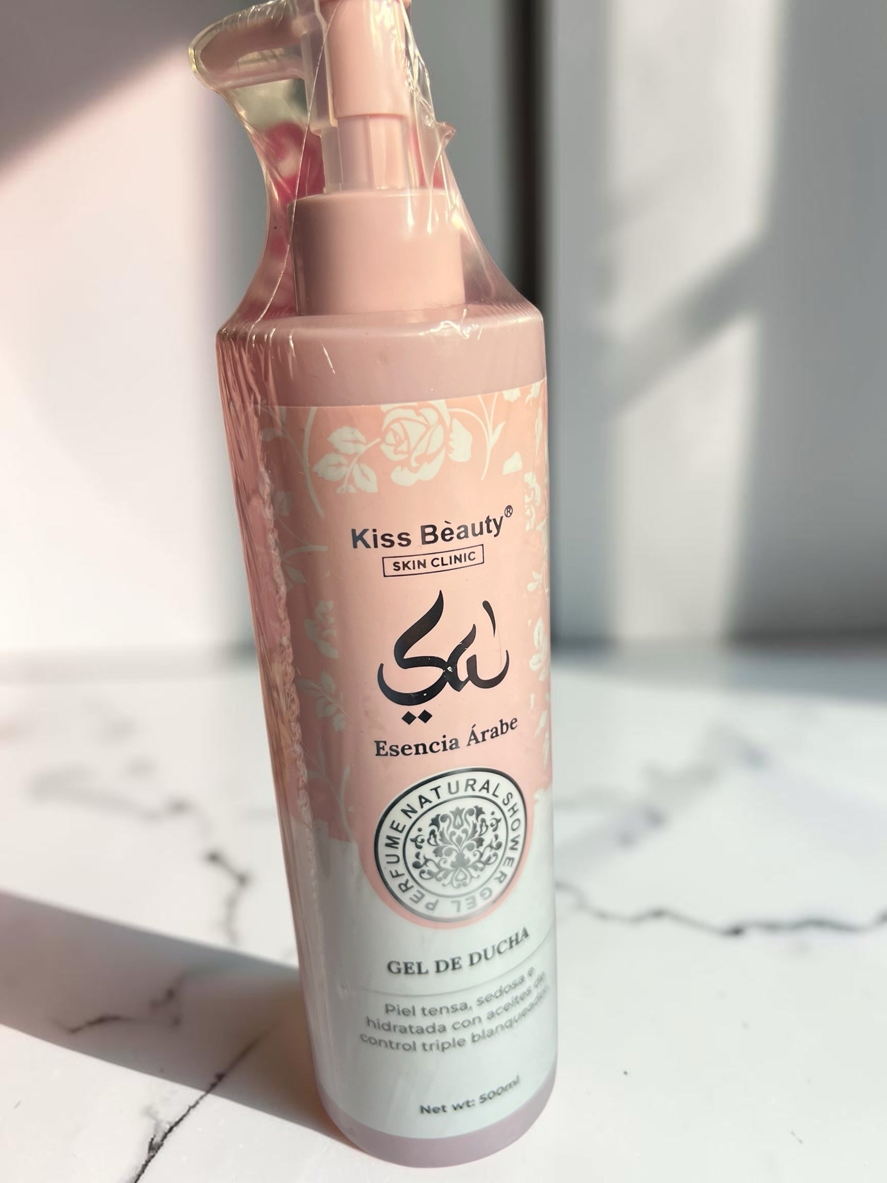 Gel de ducha Selsebil Kiss Beauty Esencia Árabe de 500ml con dosificador, fórmula hidratante y blanqueadora