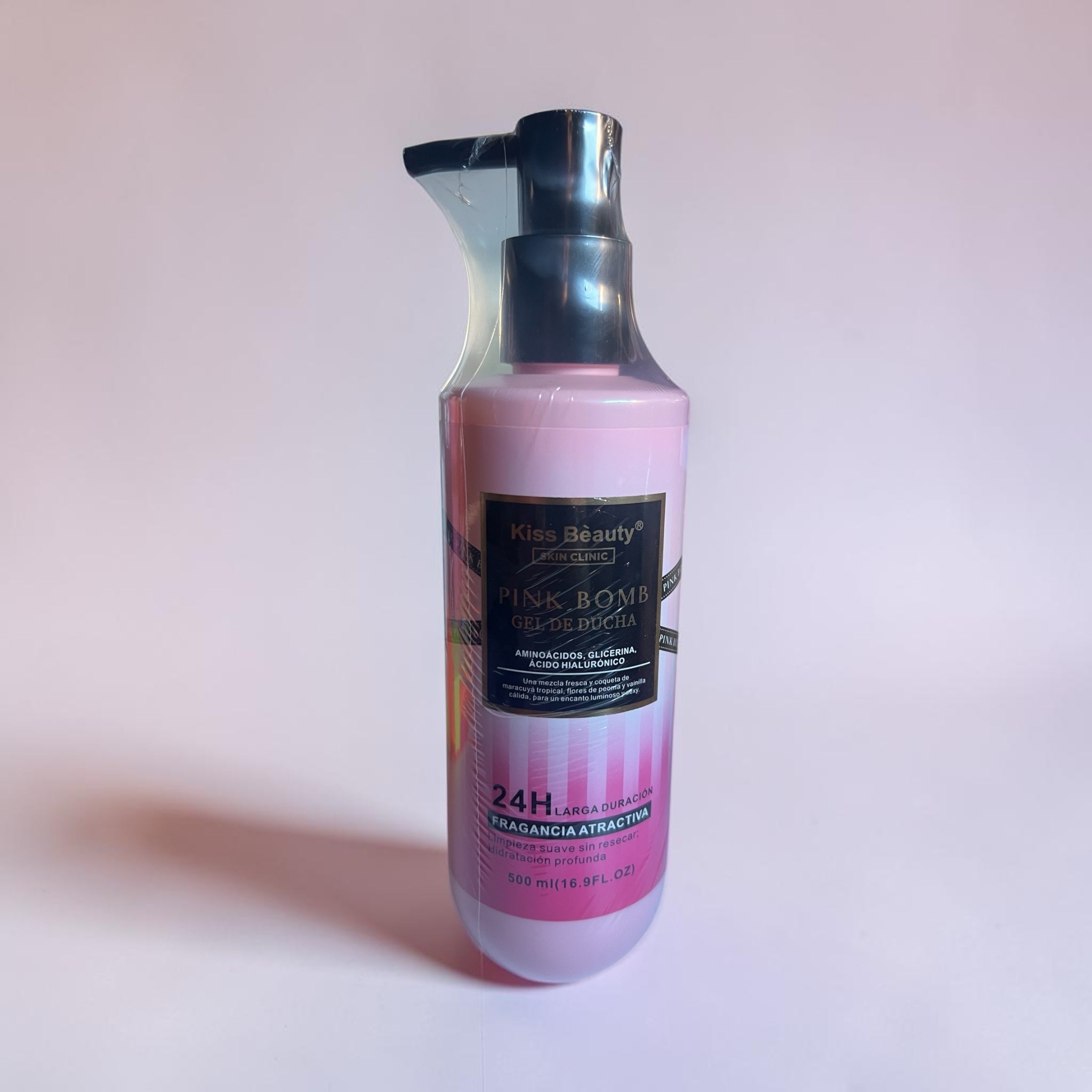 Gel de ducha hidratante Selsebil Kiss Beauty Pink Bomb en envase rosa de 500ml con dosificador